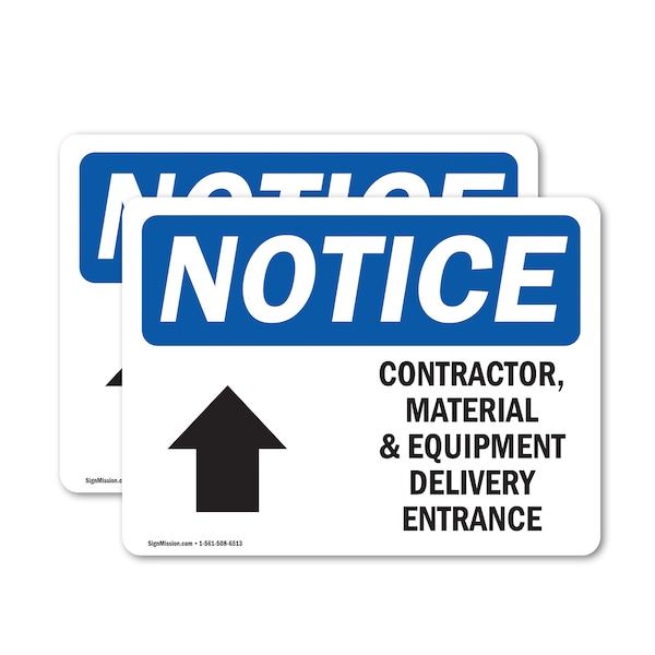 Signmission Contractor Material And Equipment Sign With Symbol, 7 in W x Rectangle, Vinyl Decal OS-2PACK-NS-D-57-L-10820 - main